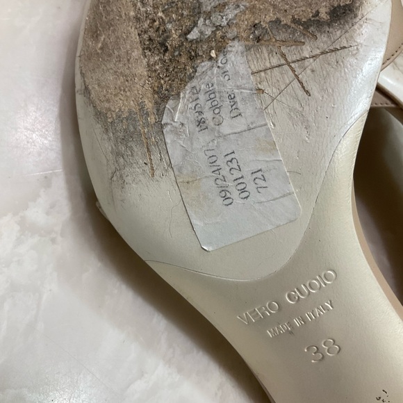 Gunmetal Nude Leather Sandals, Back Ankle Strap. 3.5” heel, Goes w/ all, Sz 8.5 - Picture 12 of 14